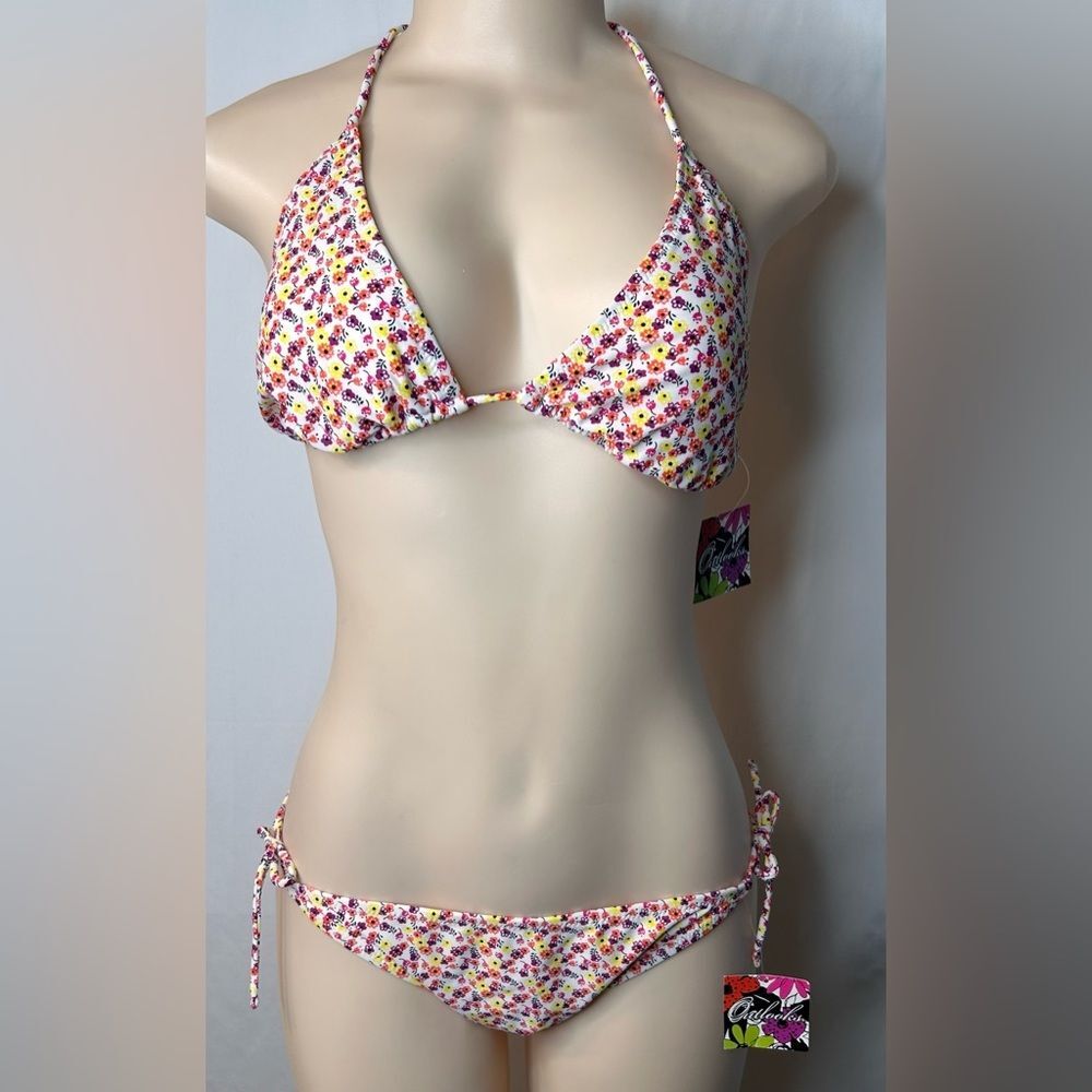 NWT Bathing Suits Outlooks Women’s Swimsuit Top Bottoms Floral Print Size XL - Picture 1 of 16